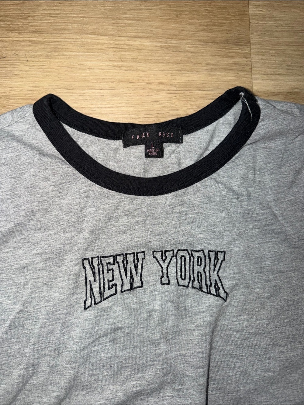 Light Gray "New York" Ringer baby Tee - Women - Picture 3 of 3